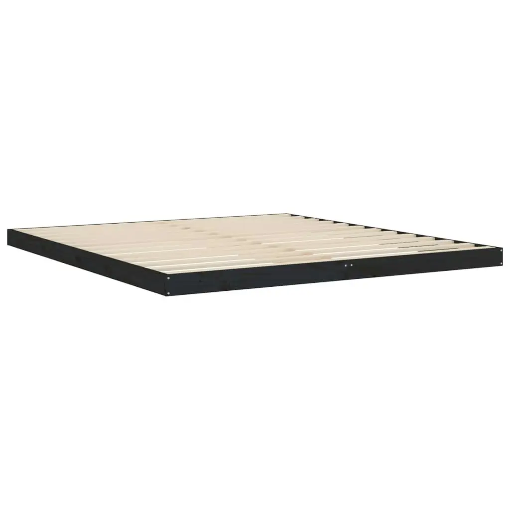 Bed Frame without Mattress Black 183x203 cm King Solid Wood Pine 823433