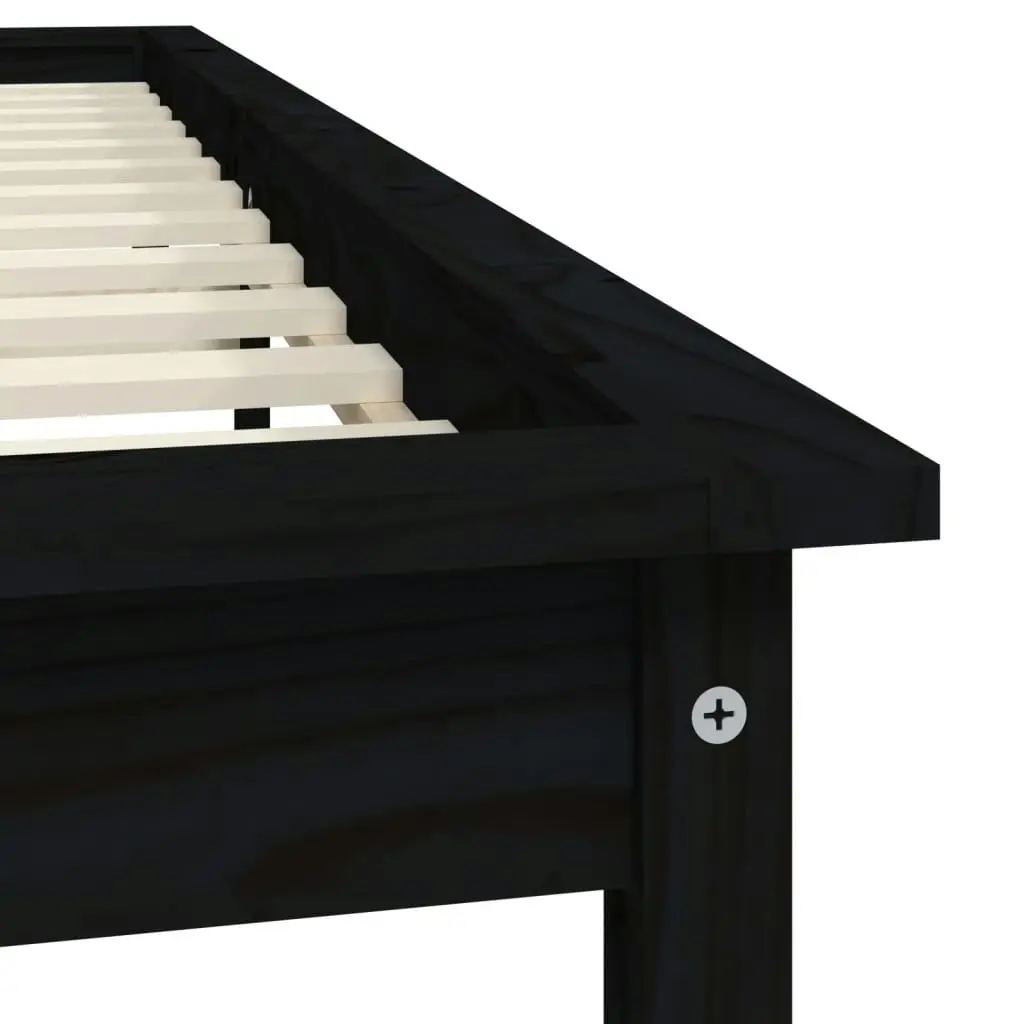 Bed Frame without Mattress Black 135x190 cm Solid Wood 820585