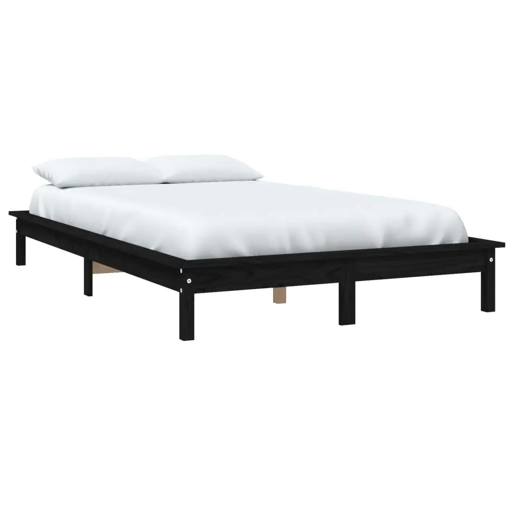 Bed Frame without Mattress Black 135x190 cm Solid Wood 820585