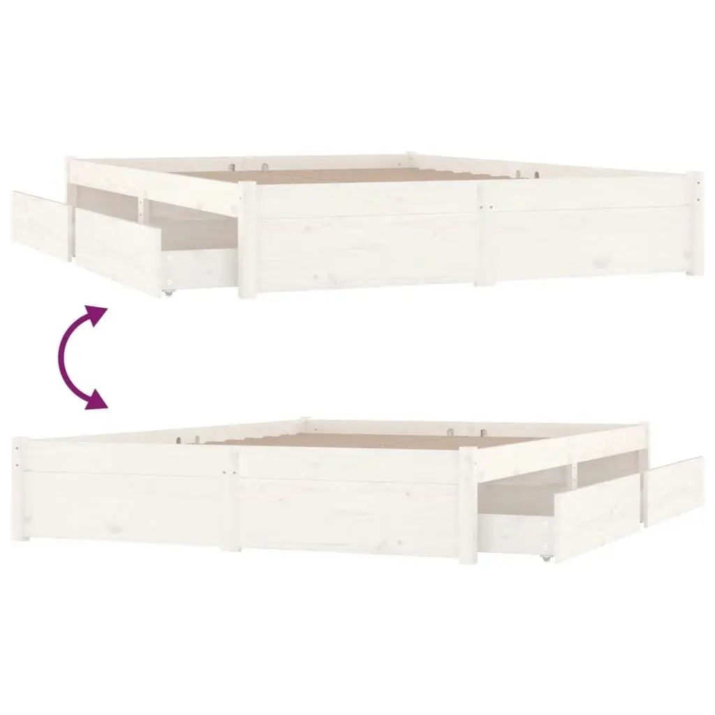 Bed Frame with Drawers White 137x187 cm Double Size 3103499