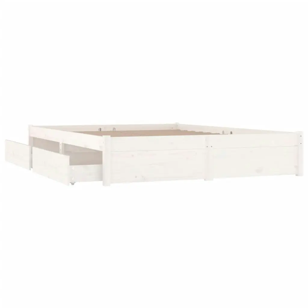 Bed Frame with Drawers White 137x187 cm Double Size 3103499