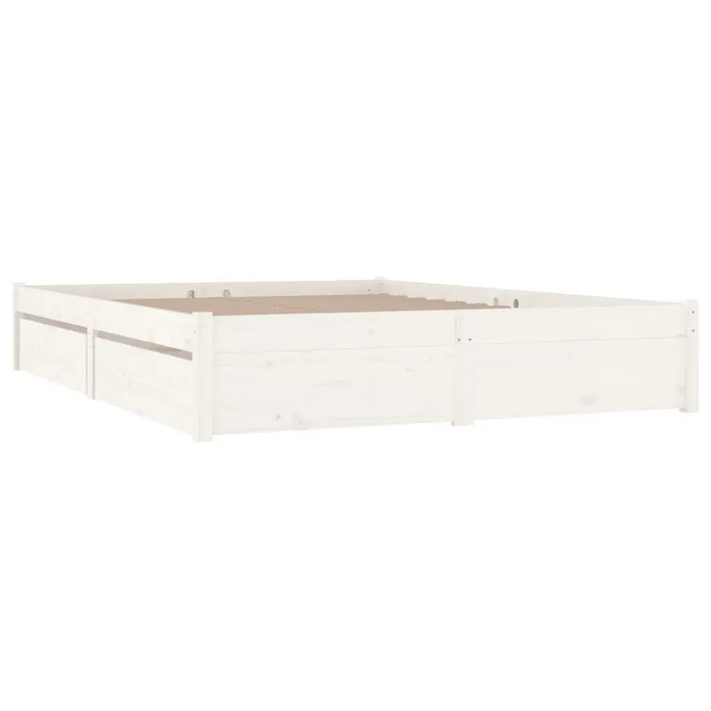 Bed Frame with Drawers White 137x187 cm Double Size 3103499