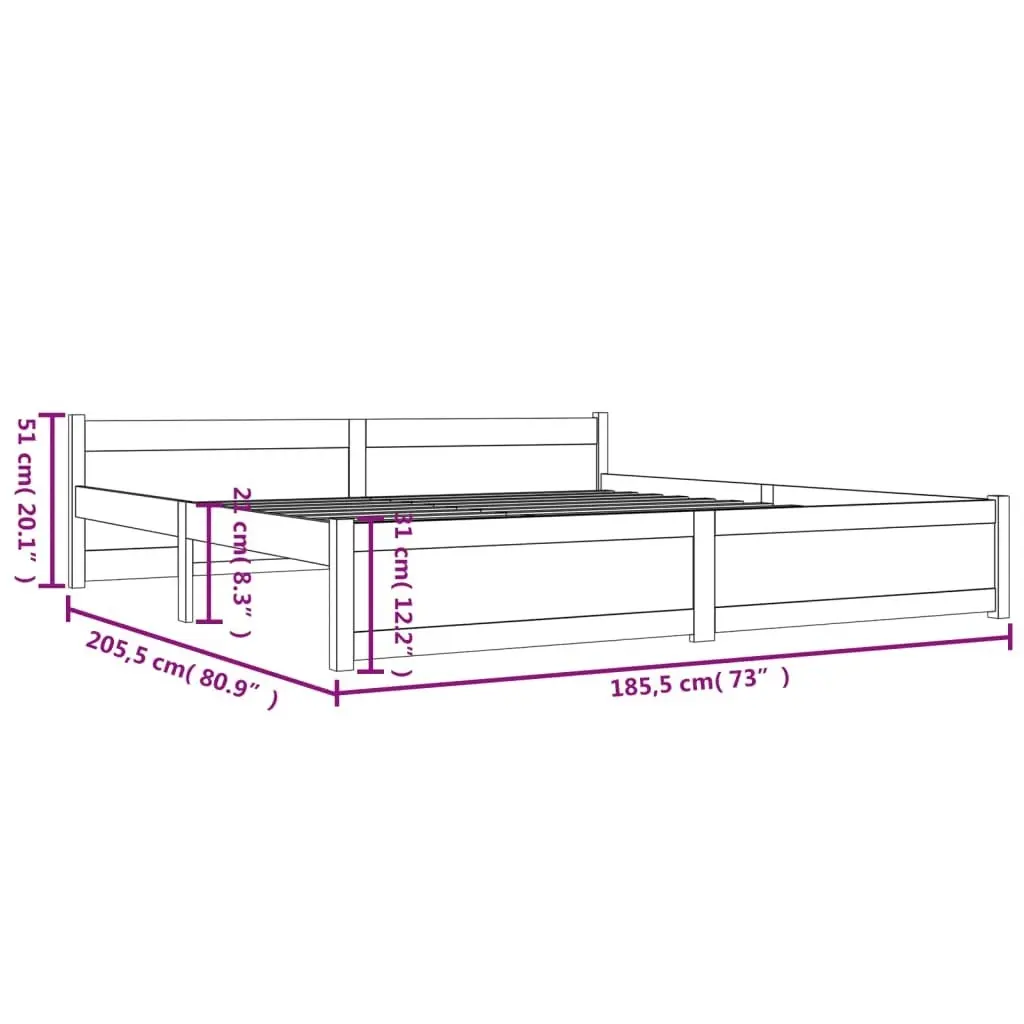 Bed Frame without Mattress Solid Wood 183x203 cm King 815059