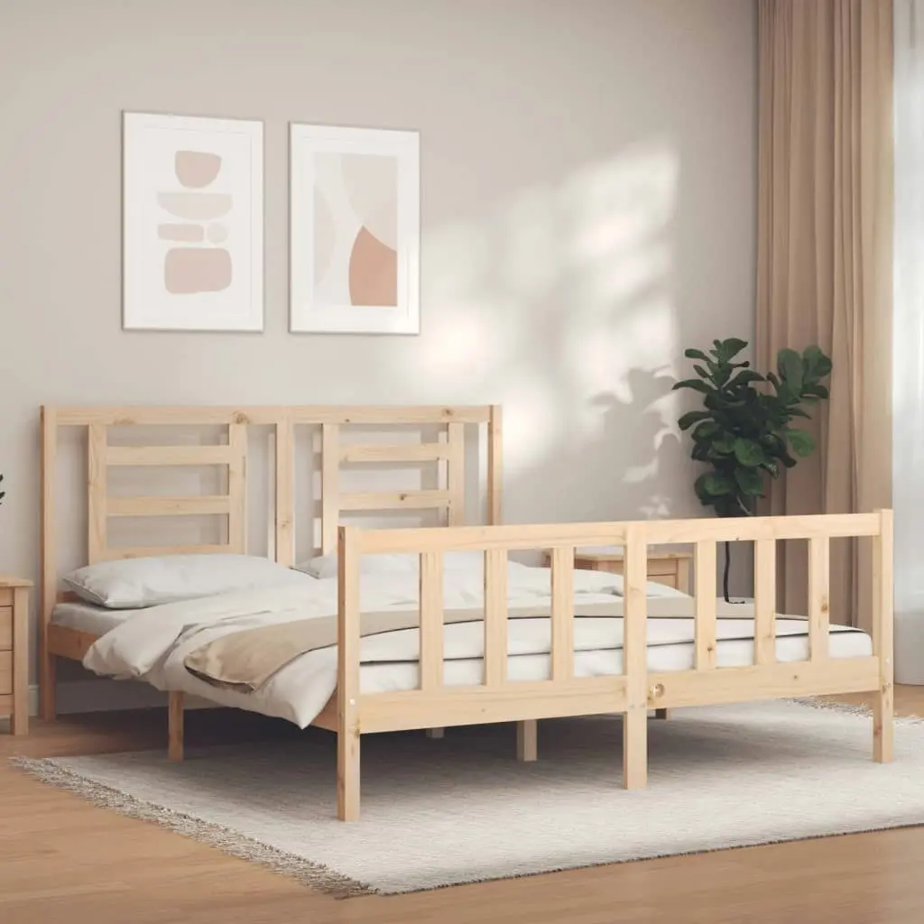 Bed Frame without Mattress 150x200 cm Solid Wood Pine 3192886