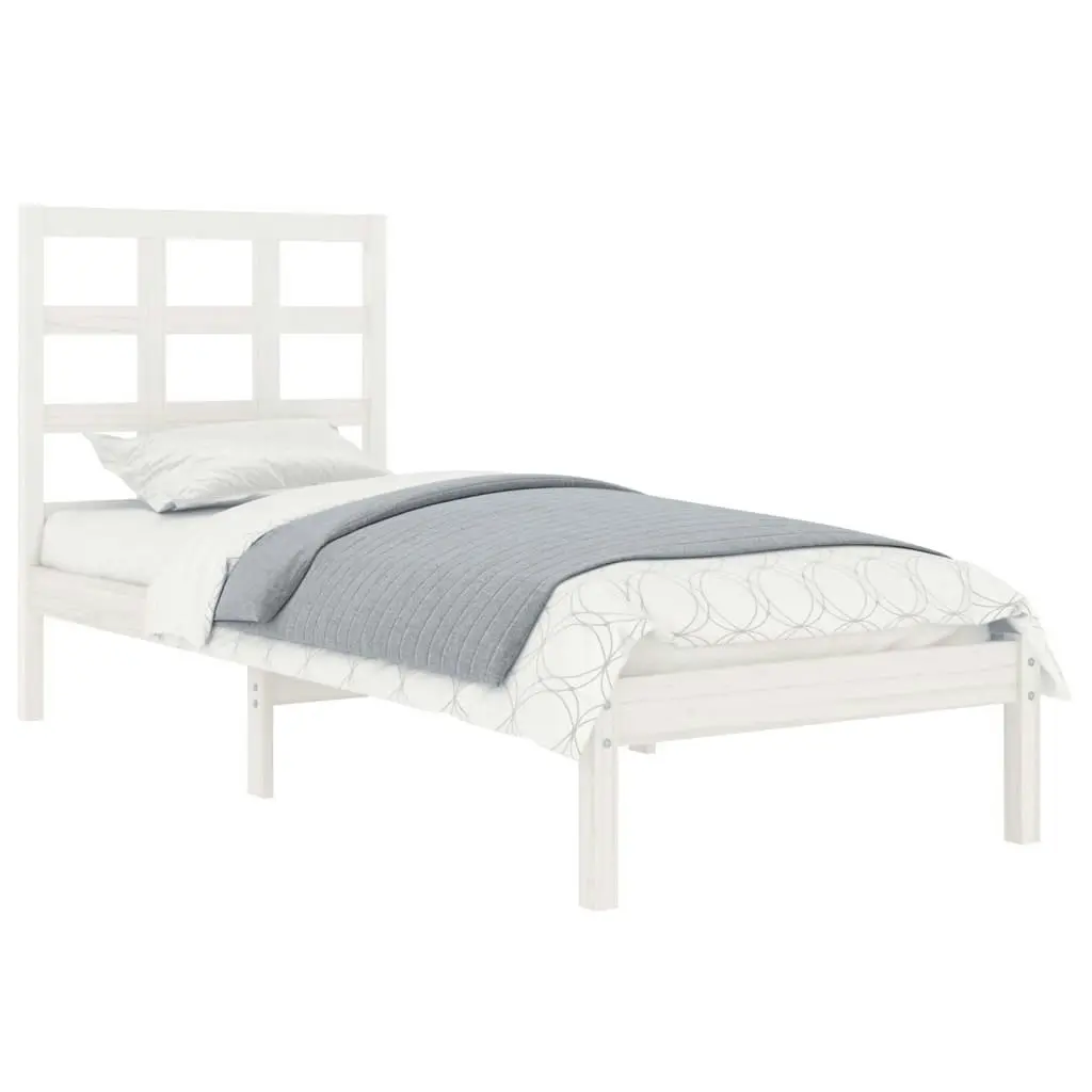 Bed Frame White Solid Wood 92x187 cm Single Size 3105436