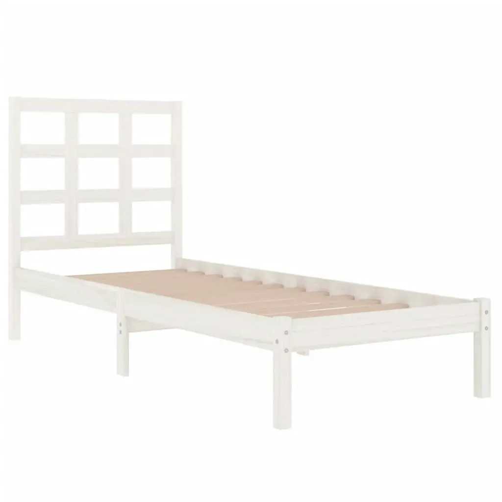 Bed Frame White Solid Wood 92x187 cm Single Size 3105436