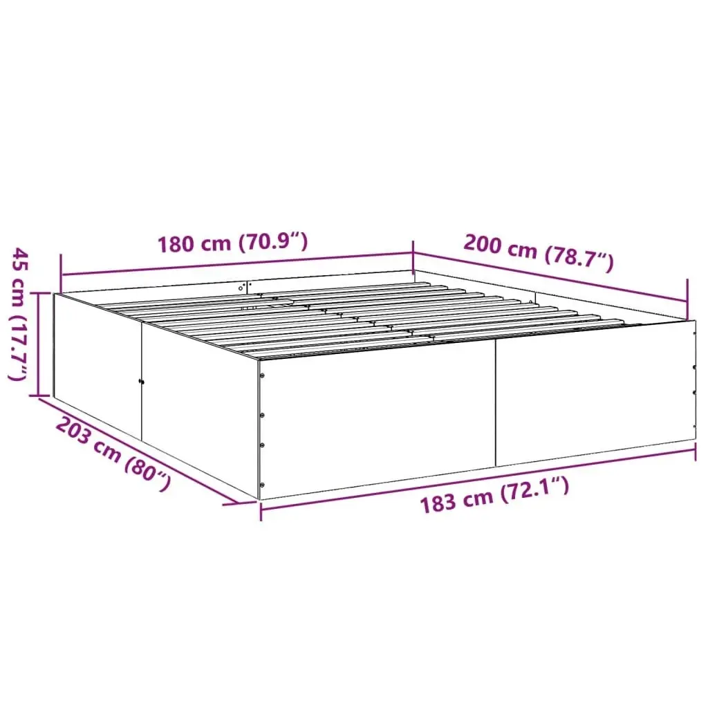 Bed Frame White 183x203 cm King Size Engineered Wood 3280902