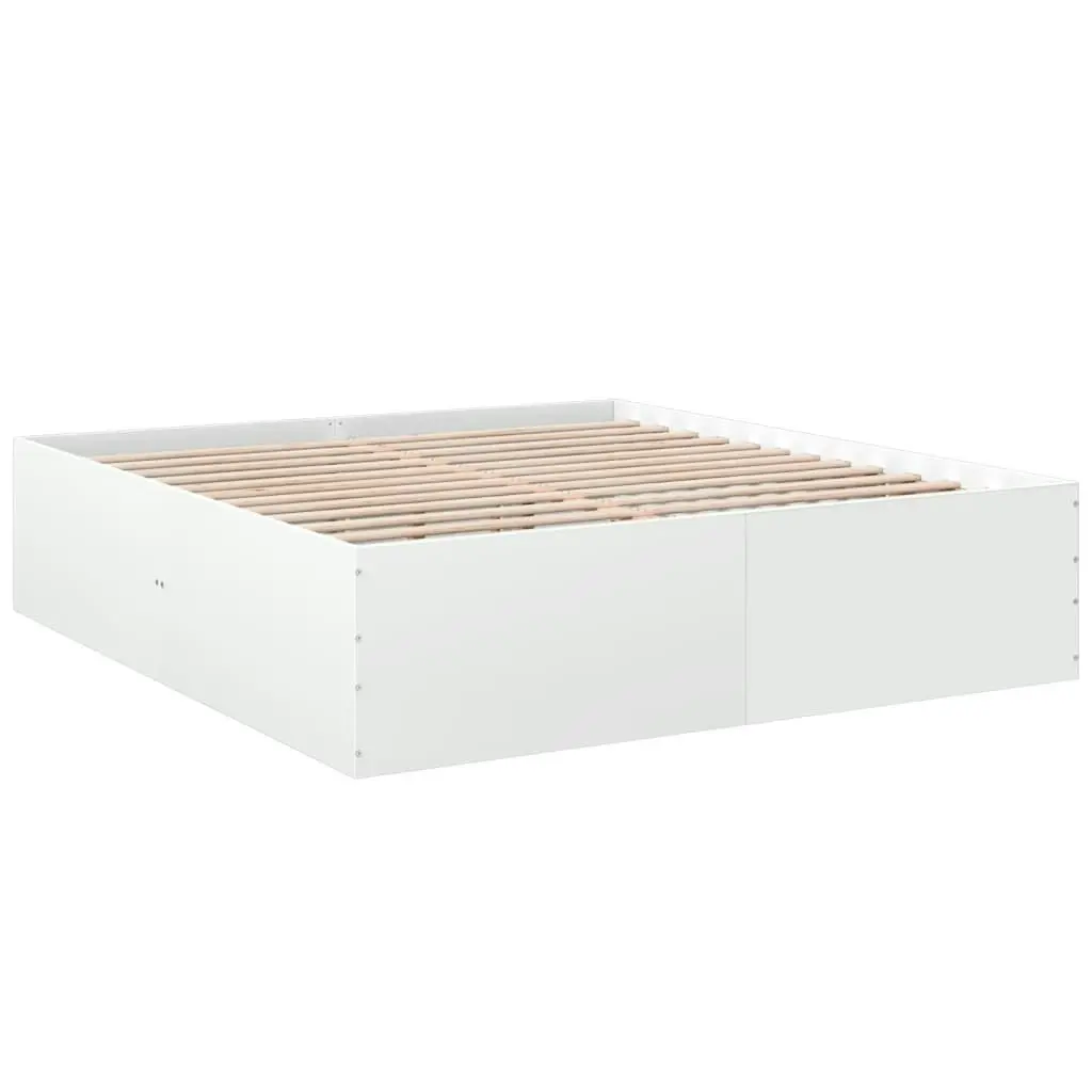 Bed Frame White 183x203 cm King Size Engineered Wood 3280902