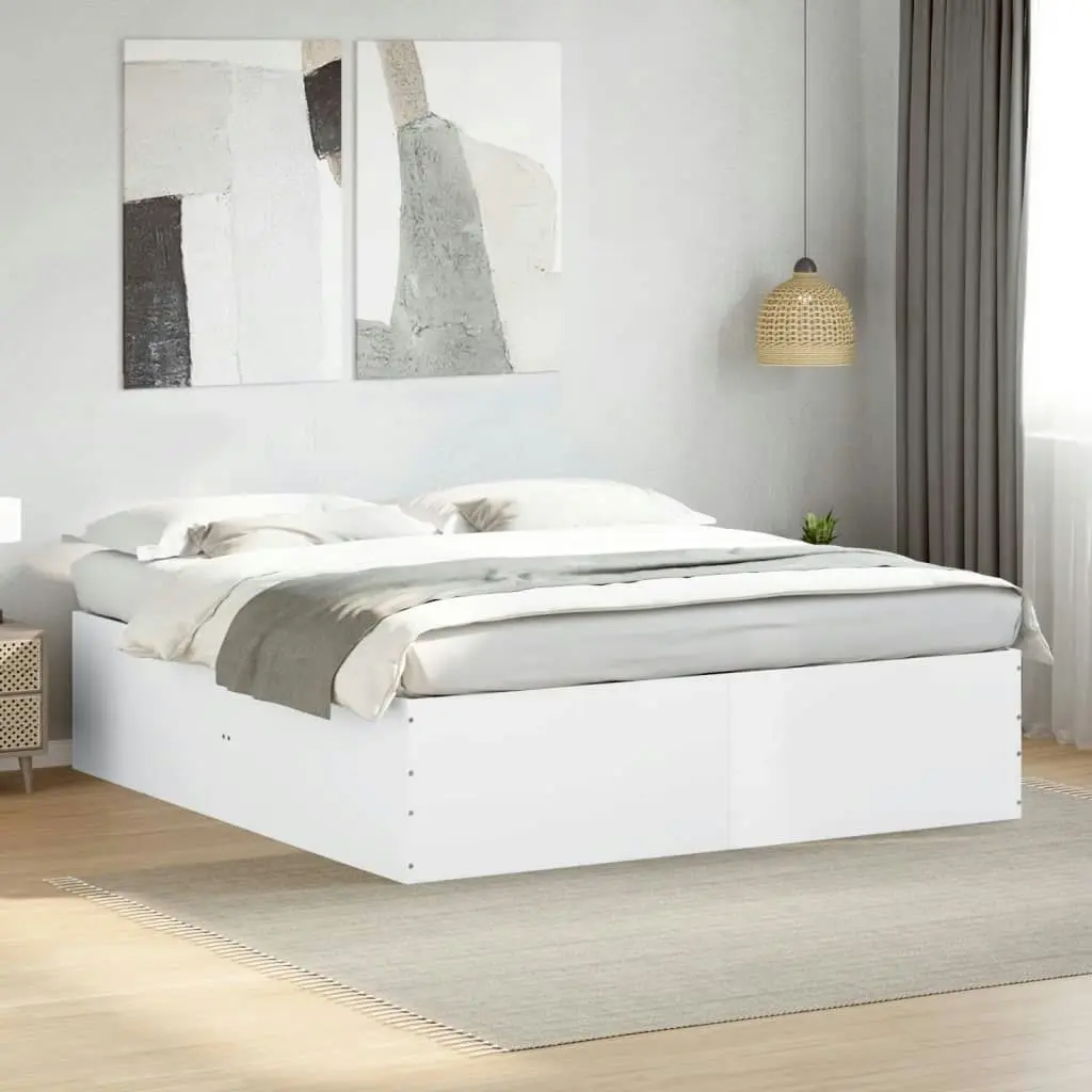 Bed Frame White 183x203 cm King Size Engineered Wood 3280902