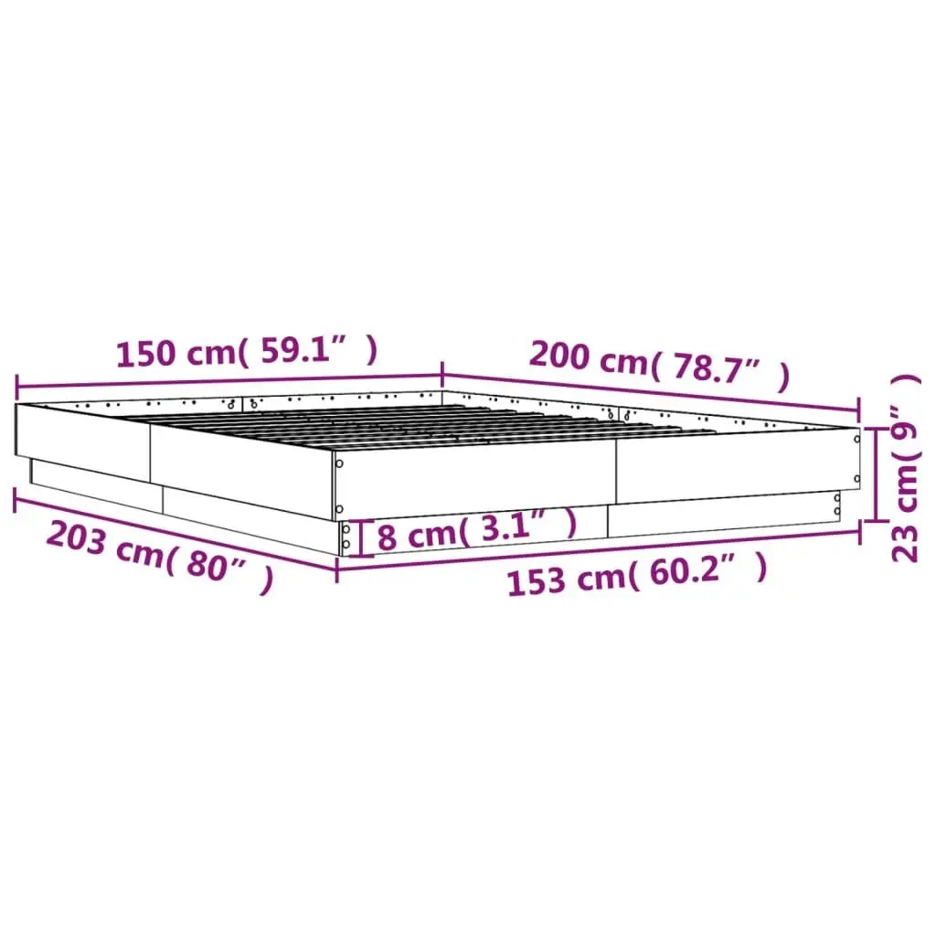 Bed Frame Sonoma Oak 150x200 cm Engineered Wood 3209851