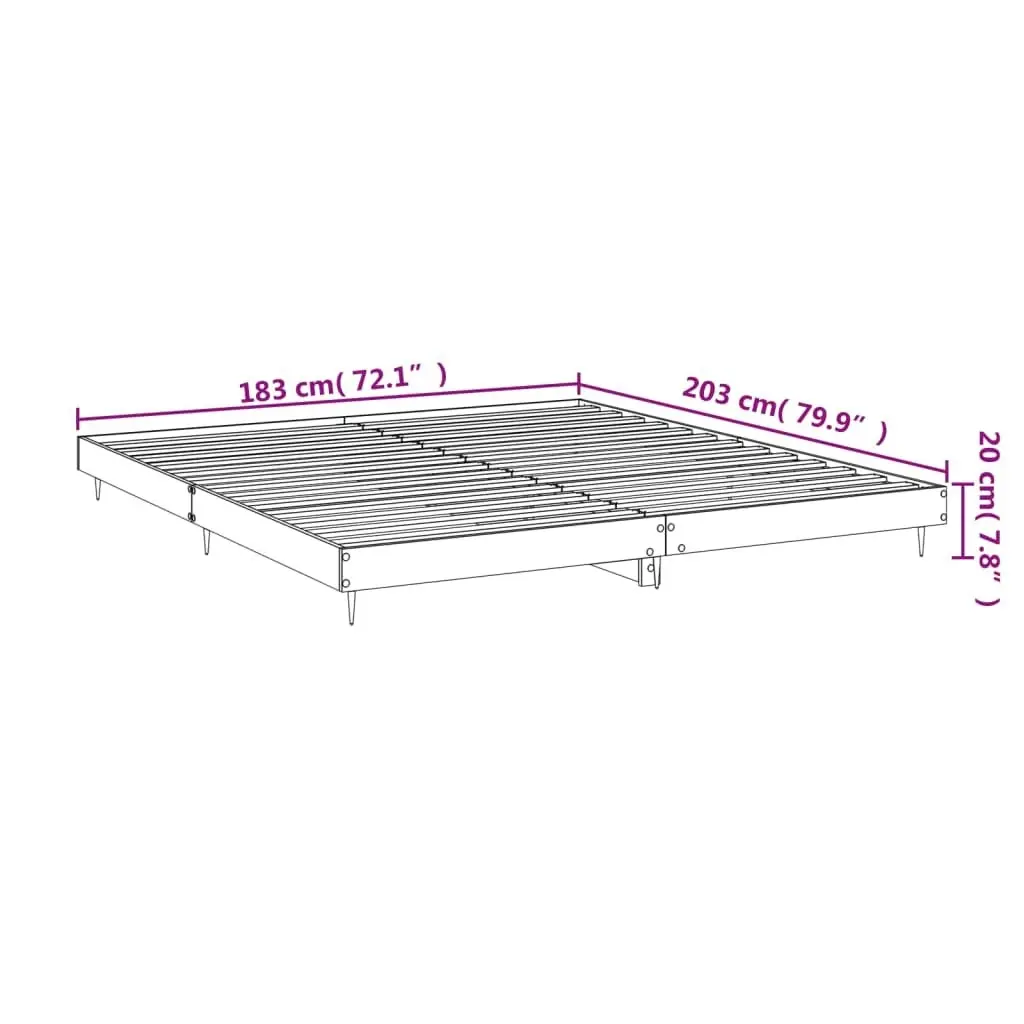 Bed Frame without Mattress White 183x203 cm King Engineered Wood 832221