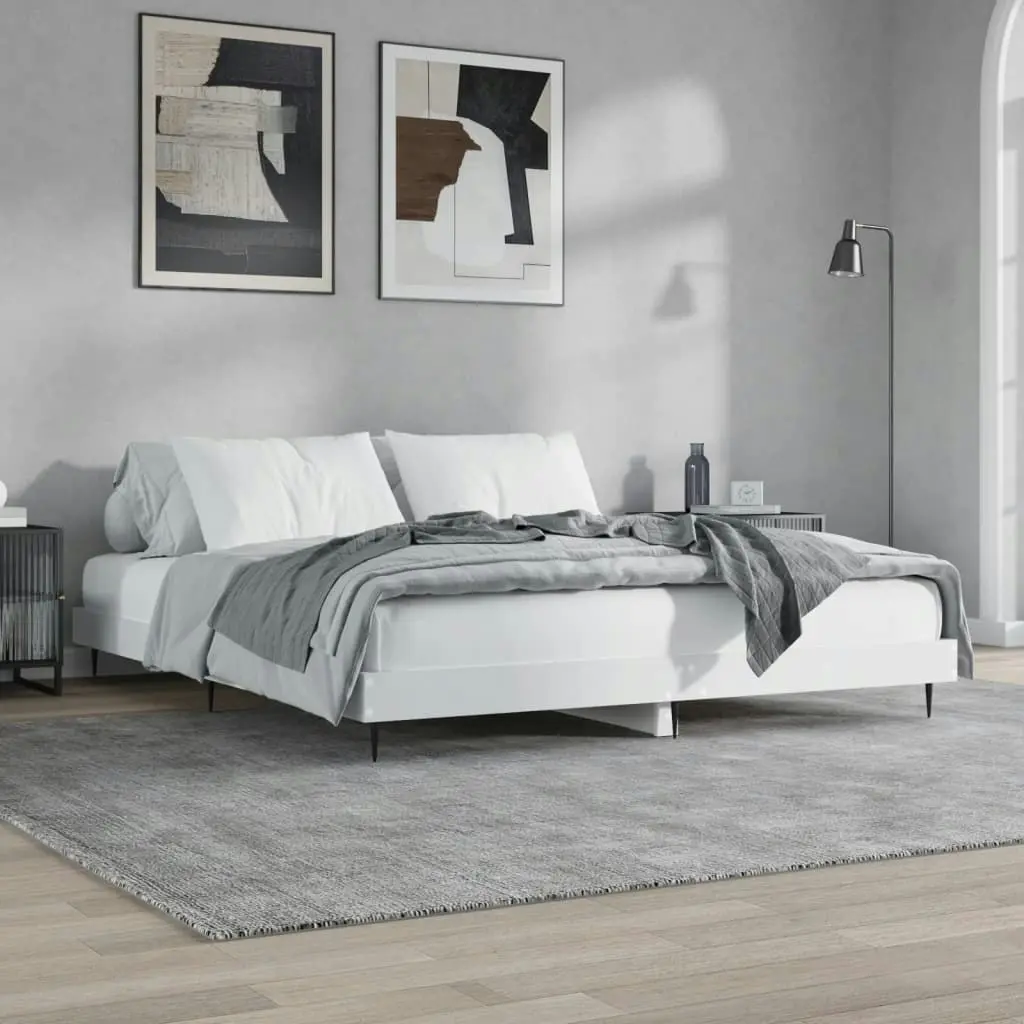 Bed Frame without Mattress White 183x203 cm King Engineered Wood 832221