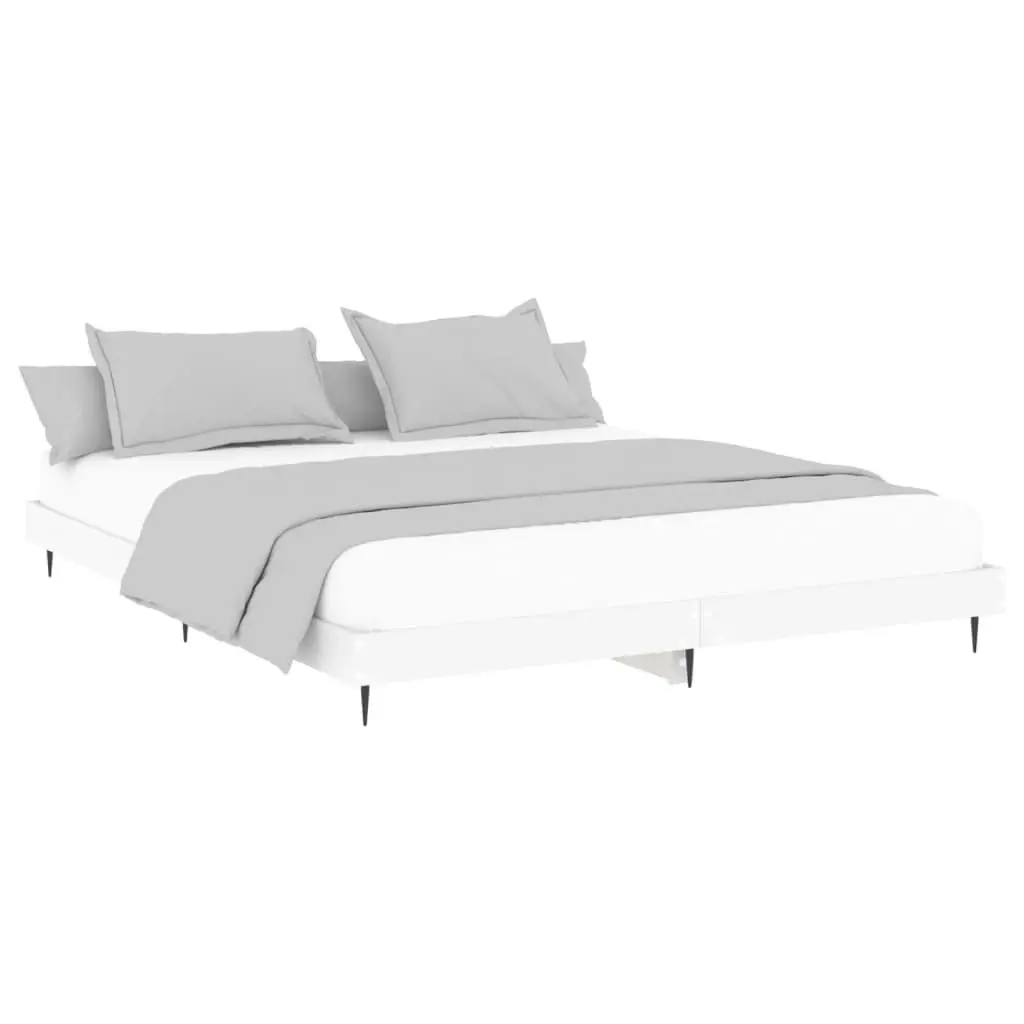 Bed Frame without Mattress White 183x203 cm King Engineered Wood 832221