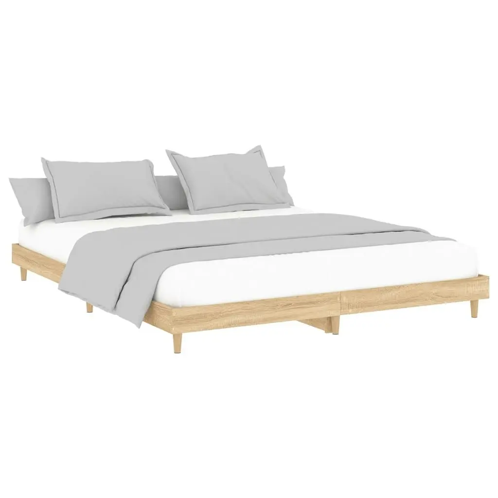 Bed Frame Sonoma Oak 153x203 cm Queen Size Engineered Wood 832032