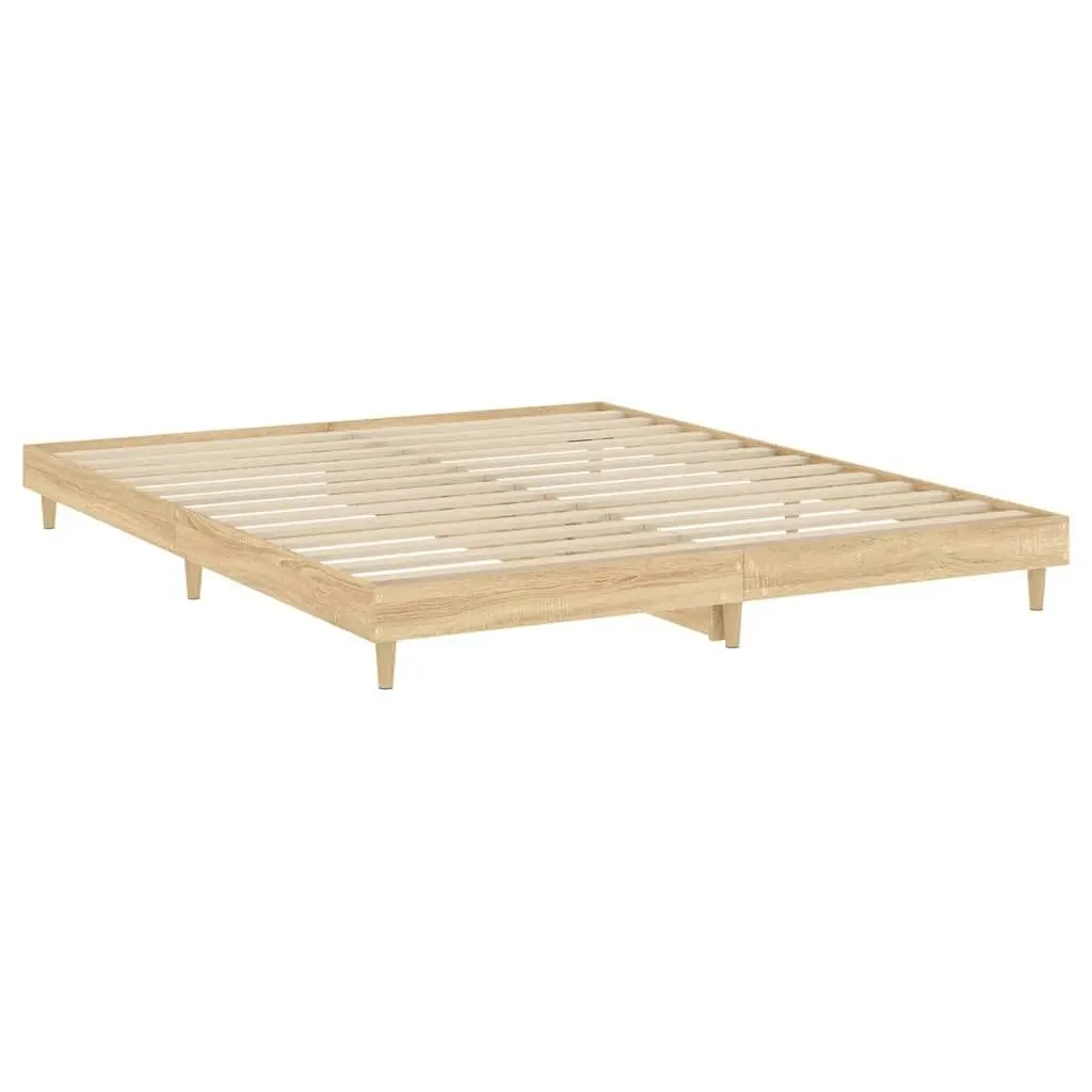 Bed Frame Sonoma Oak 153x203 cm Queen Size Engineered Wood 832032