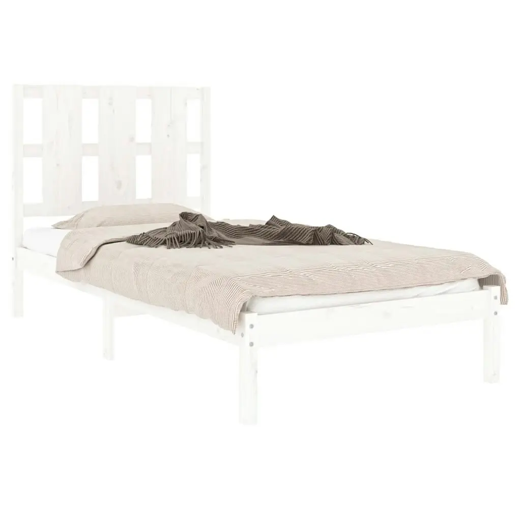 Bed Frame White Solid Wood 92x187 cm Single Size 3105566