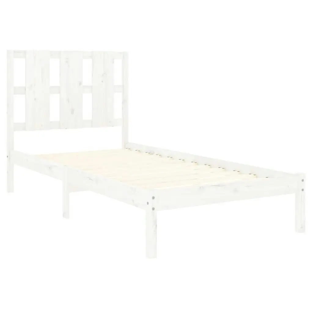 Bed Frame White Solid Wood 92x187 cm Single Size 3105566