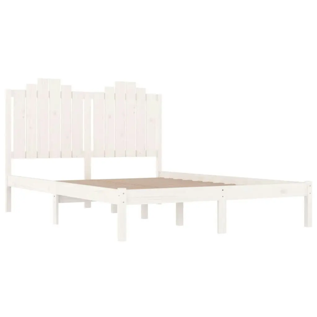 Bed Frame White Solid Wood Pine 153x203 cm Queen Size 3103784