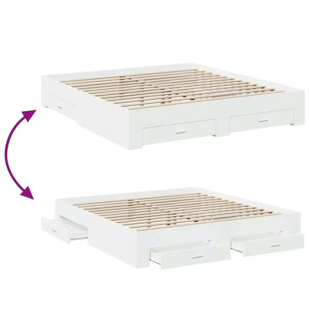 Bed Frame with Drawers without Mattress White 183x203 cm King 3280363