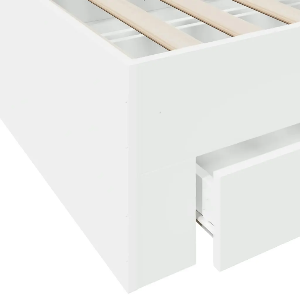 Bed Frame with Drawers White 150x200 cm Engineered Wood 3280377