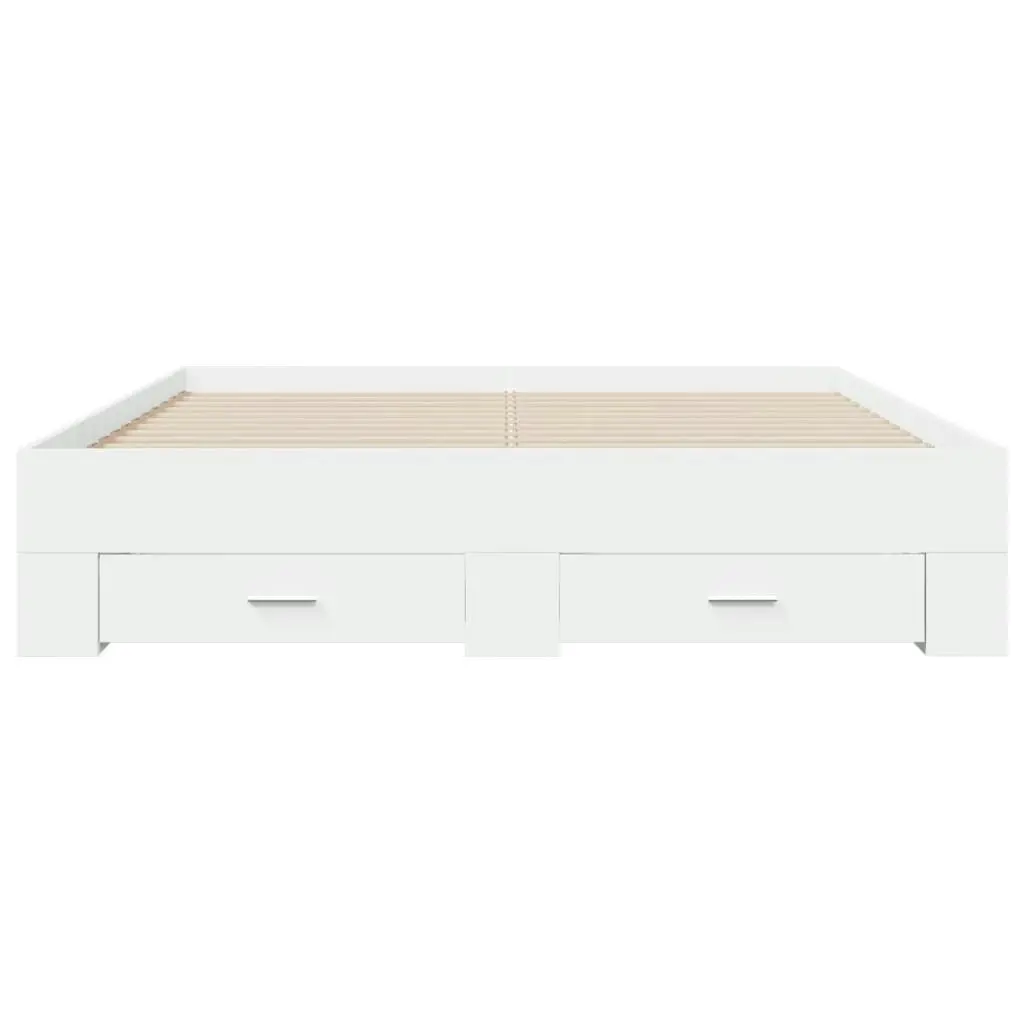 Bed Frame with Drawers White 150x200 cm Engineered Wood 3280377