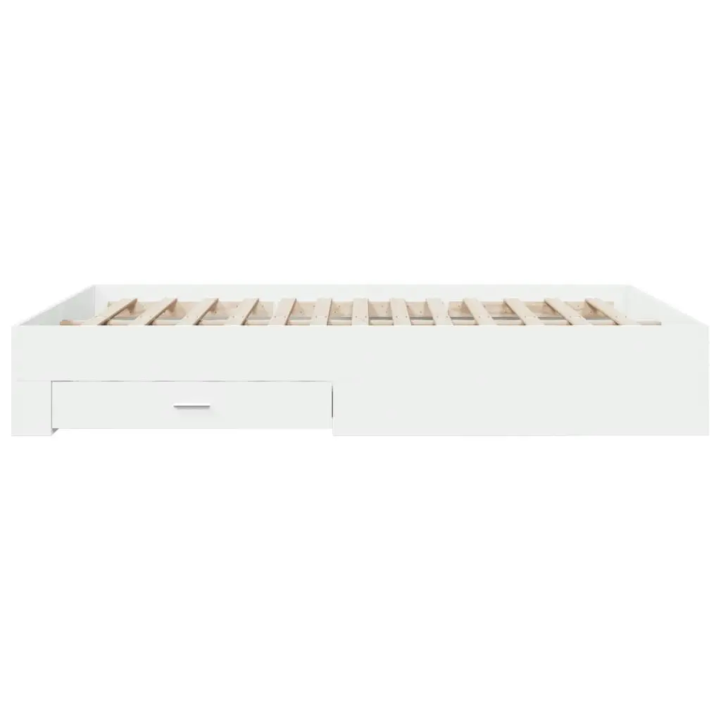 Bed Frame with Drawers White 150x200 cm Engineered Wood 3280377