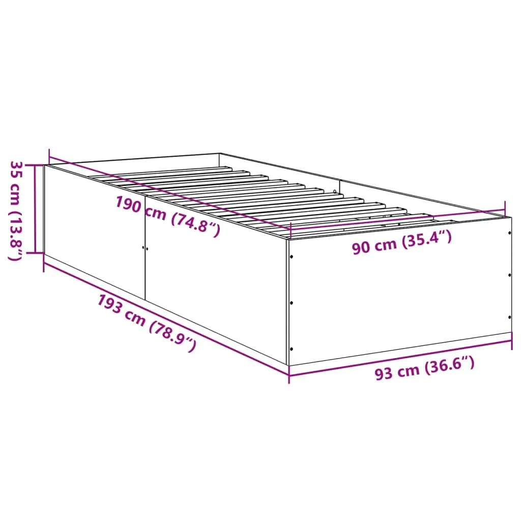 Bed Frame White 90x190 cm Engineered Wood 3281063