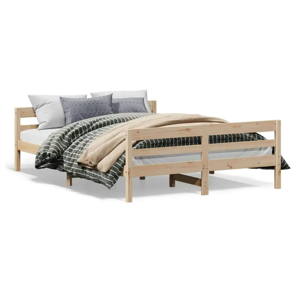 Bed Frame with Headboard 137x187 cm Double Size Solid Wood Pine 842786