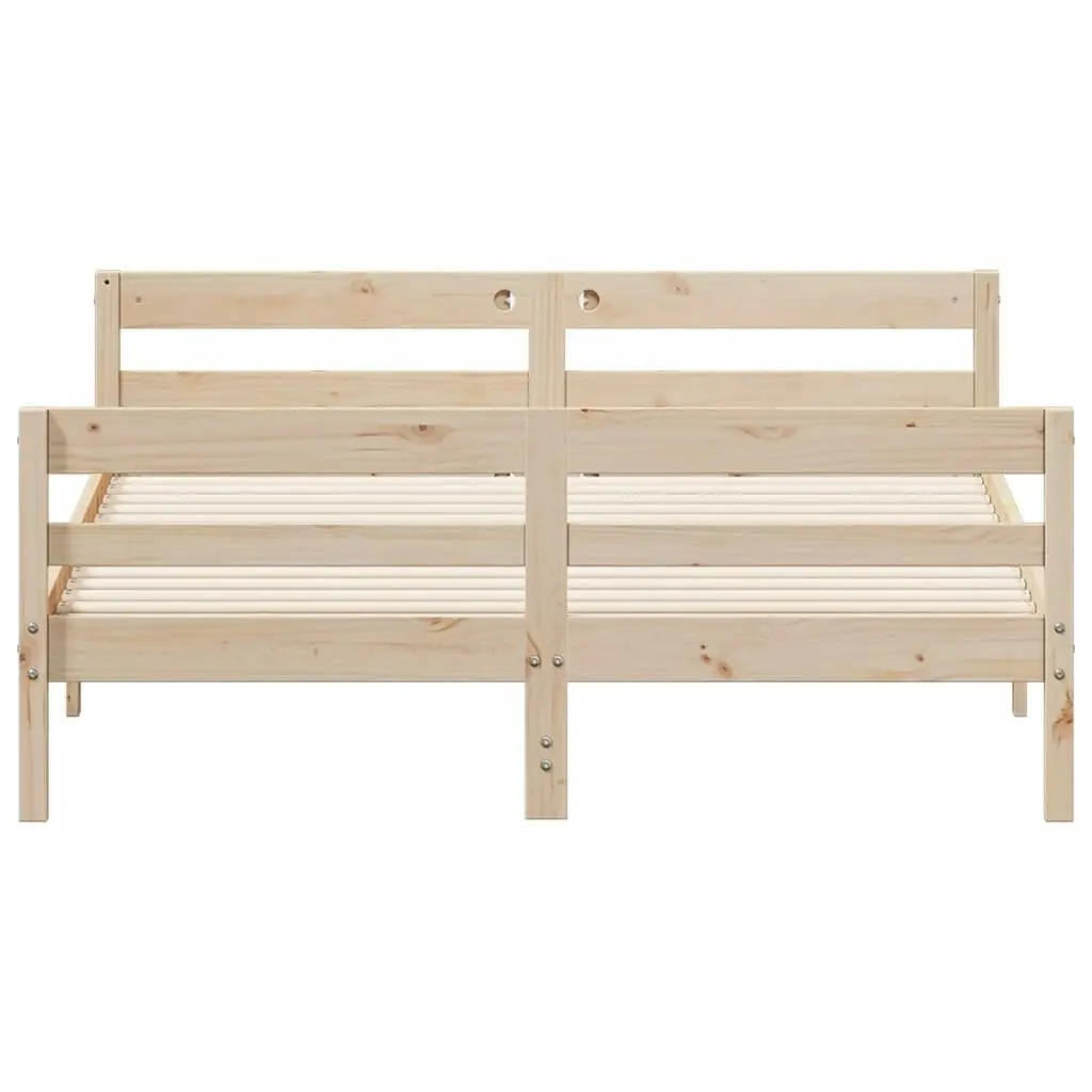 Bed Frame with Headboard 137x187 cm Double Size Solid Wood Pine 842786