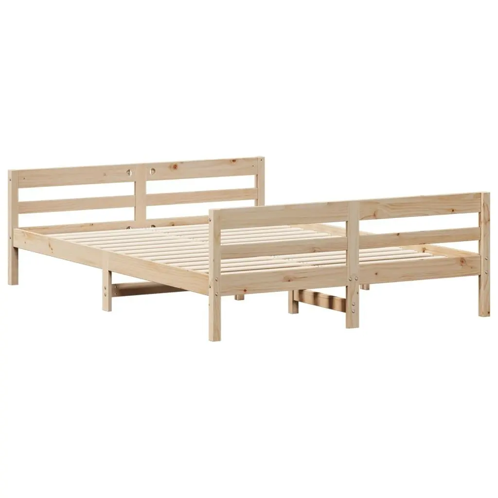 Bed Frame with Headboard 137x187 cm Double Size Solid Wood Pine 842786