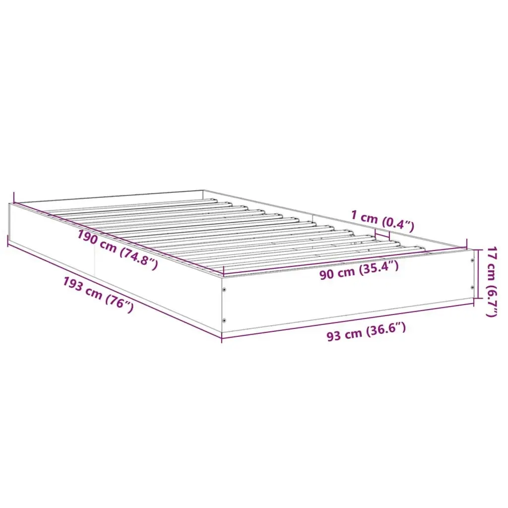 Bed Frame White 90x190 cm Engineered Wood 842070