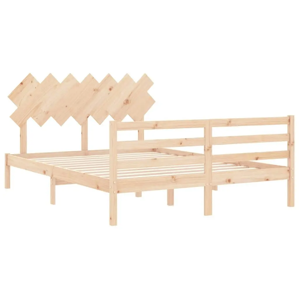 Bed Frame with Headboard 153x203 cm Queen Solid Wood 3195291