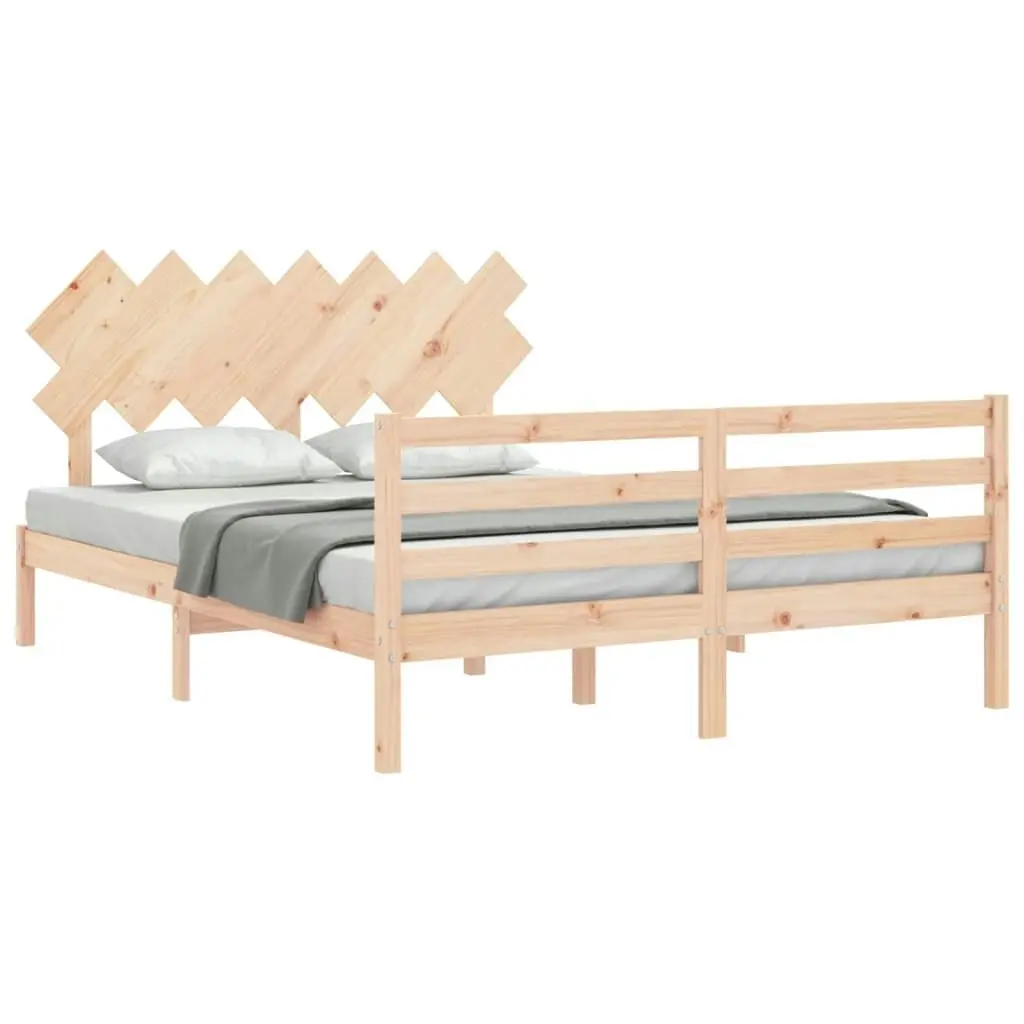 Bed Frame with Headboard 153x203 cm Queen Solid Wood 3195291