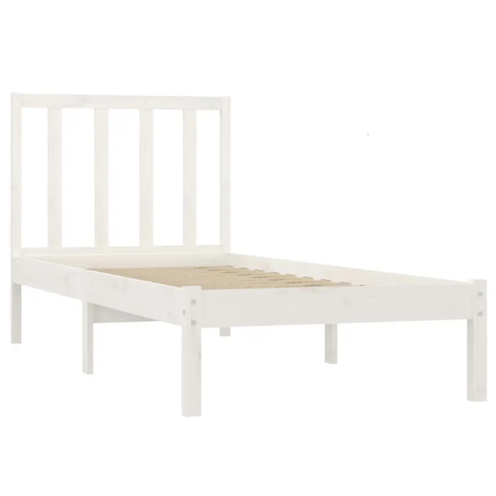 Bed Frame White Solid Wood Pine 92x187 cm Single Size 3105037