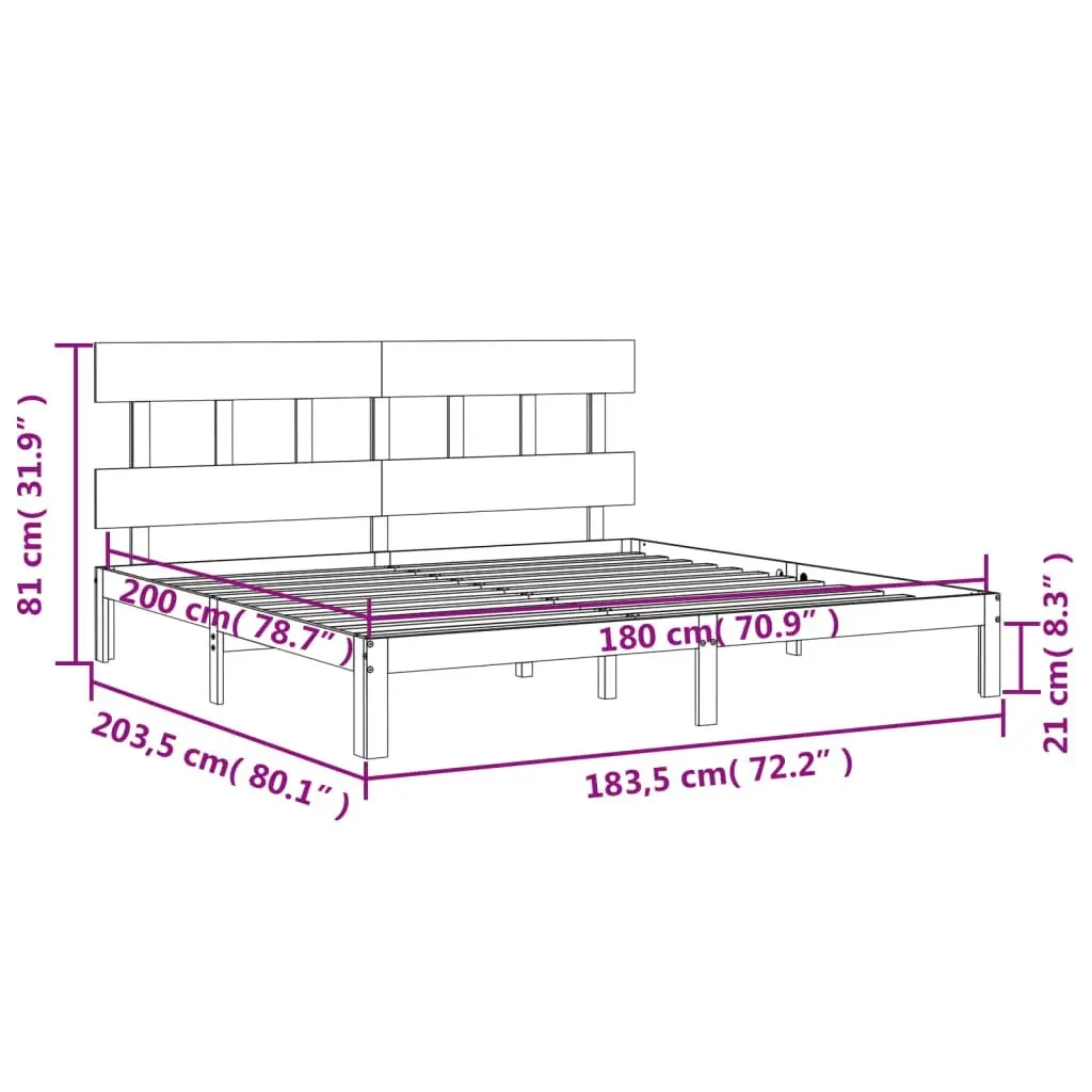 Bed Frame without Mattress 183x203 cm King Solid Wood Pine 3193611