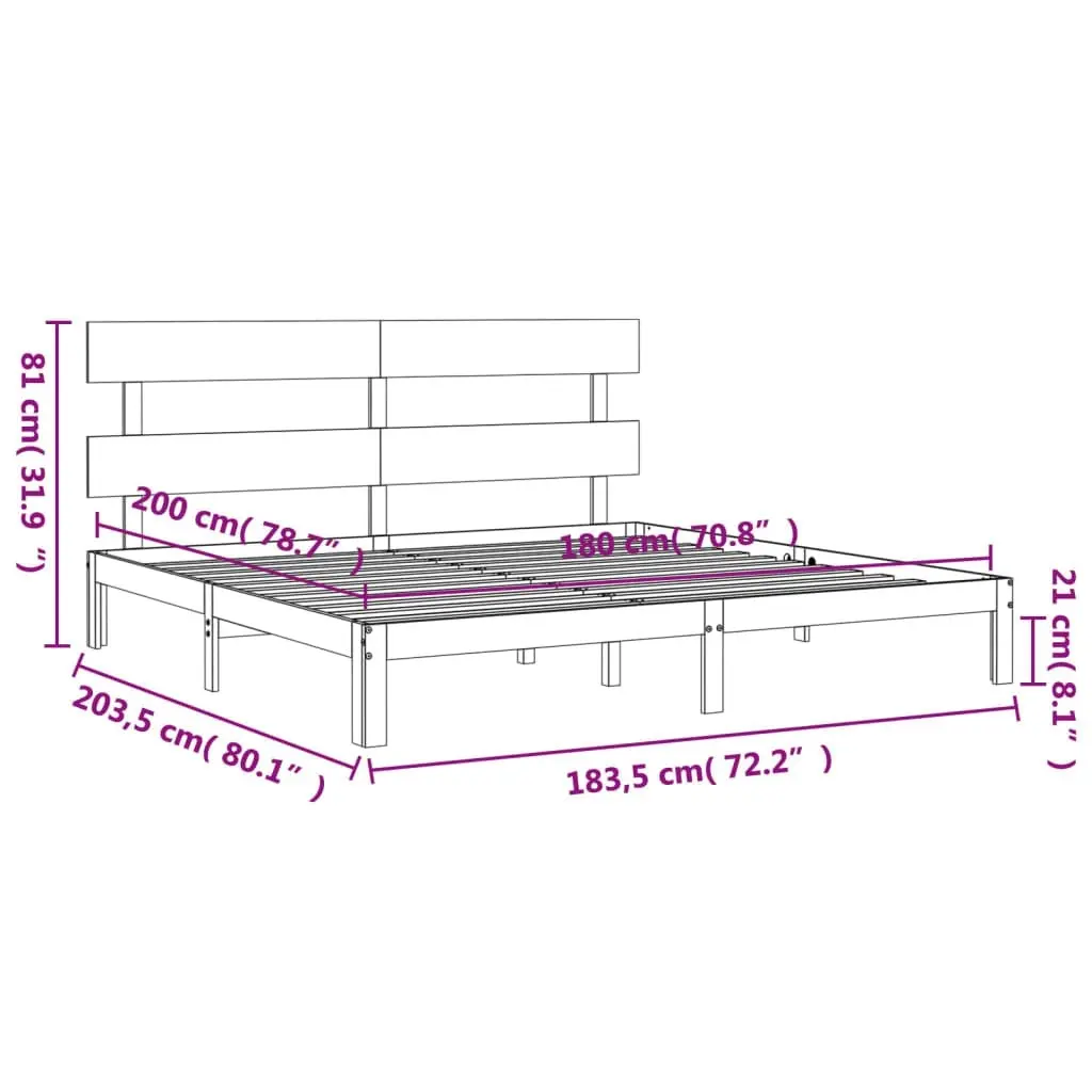 Bed Frame without Mattress 183x203 cm King Solid Wood Pine 3193546