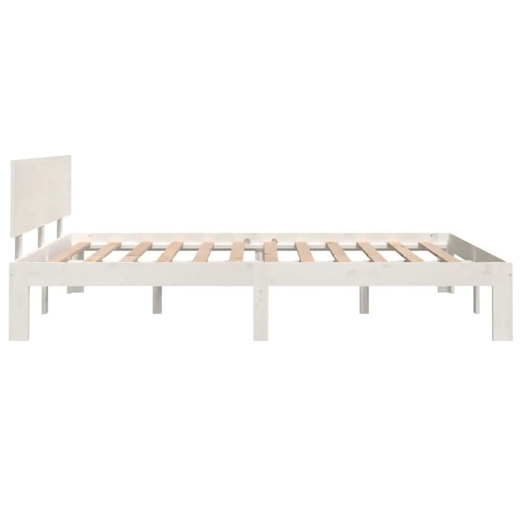 Bed Frame White Solid Wood 153x203 cm Queen Size 810501