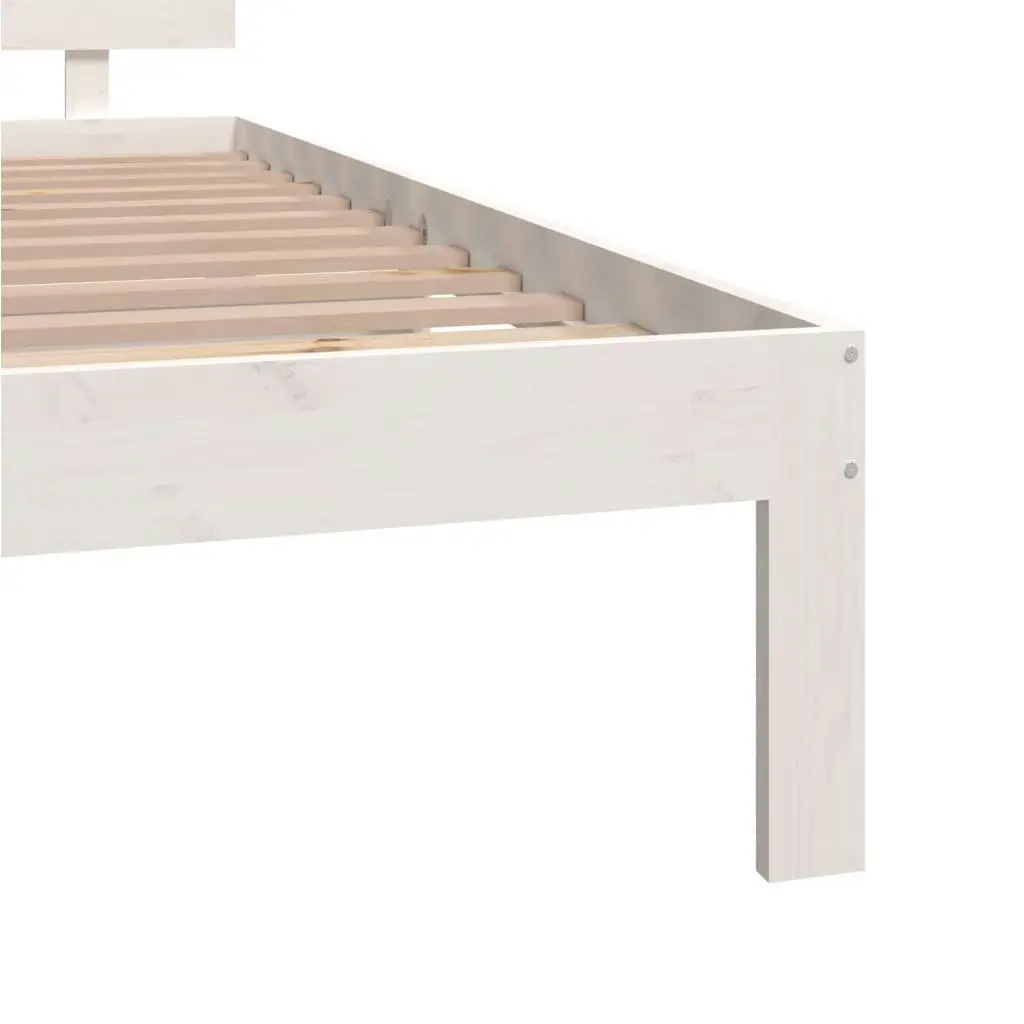 Bed Frame White Solid Wood 153x203 cm Queen Size 810501