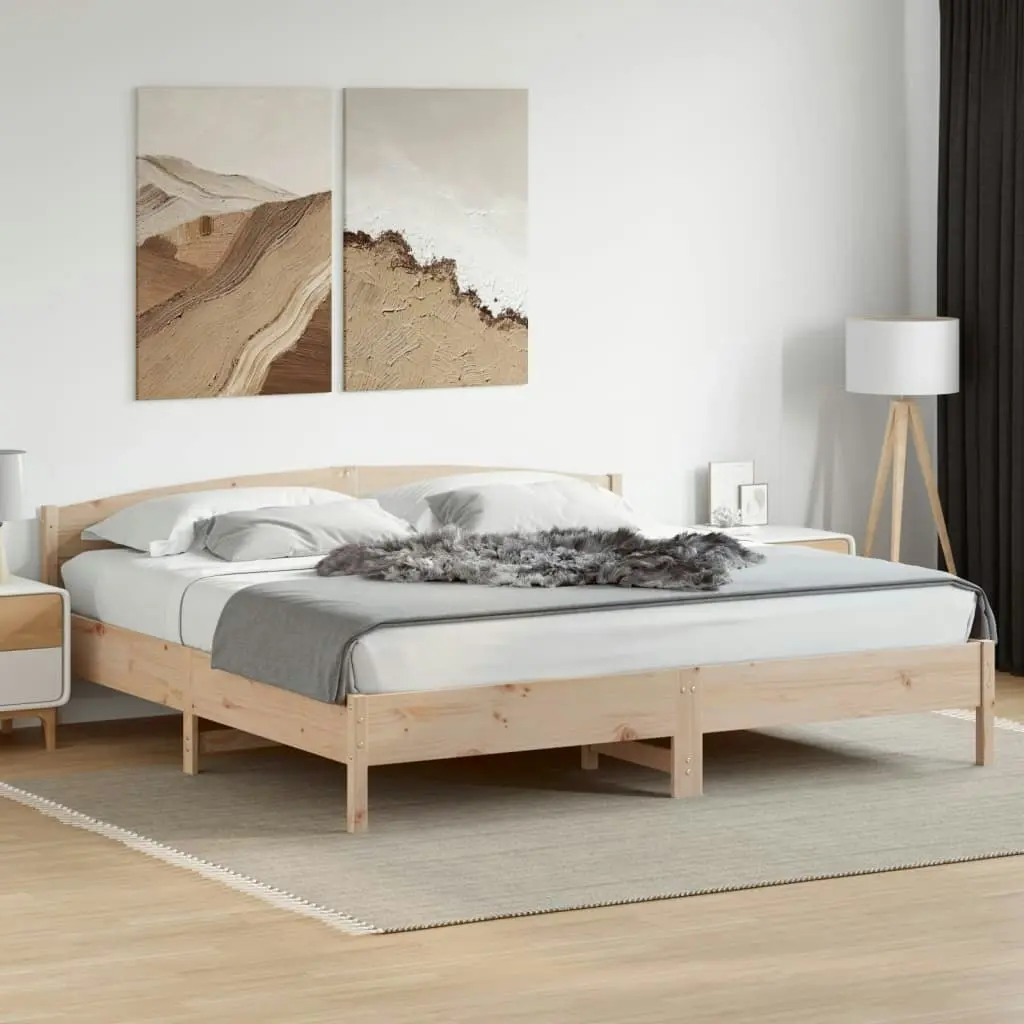 Bed Frame with Headboard 183x203 cm King Size Solid Wood Pine 3216191