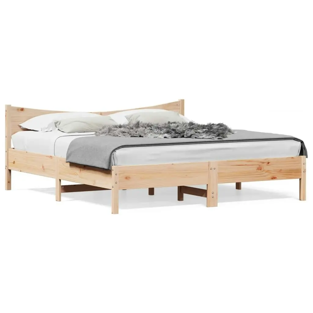 Bed Frame with Headboard 183x203 cm King Size Solid Wood Pine 3216360