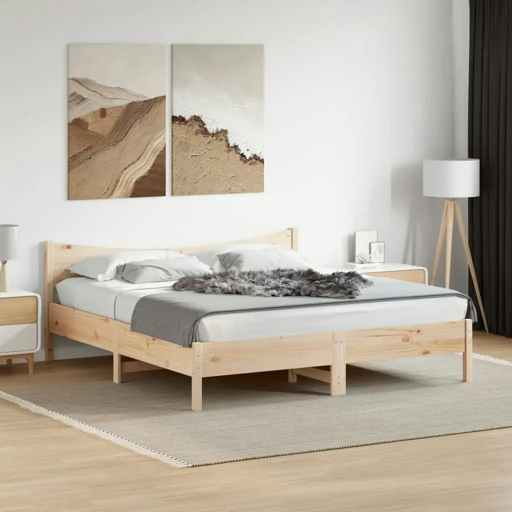 Bed Frame with Headboard 183x203 cm King Size Solid Wood Pine 3216360