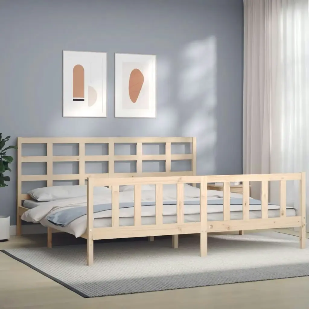 Bed Frame without Mattress 183x203 cm King Solid Wood Pine 3192116