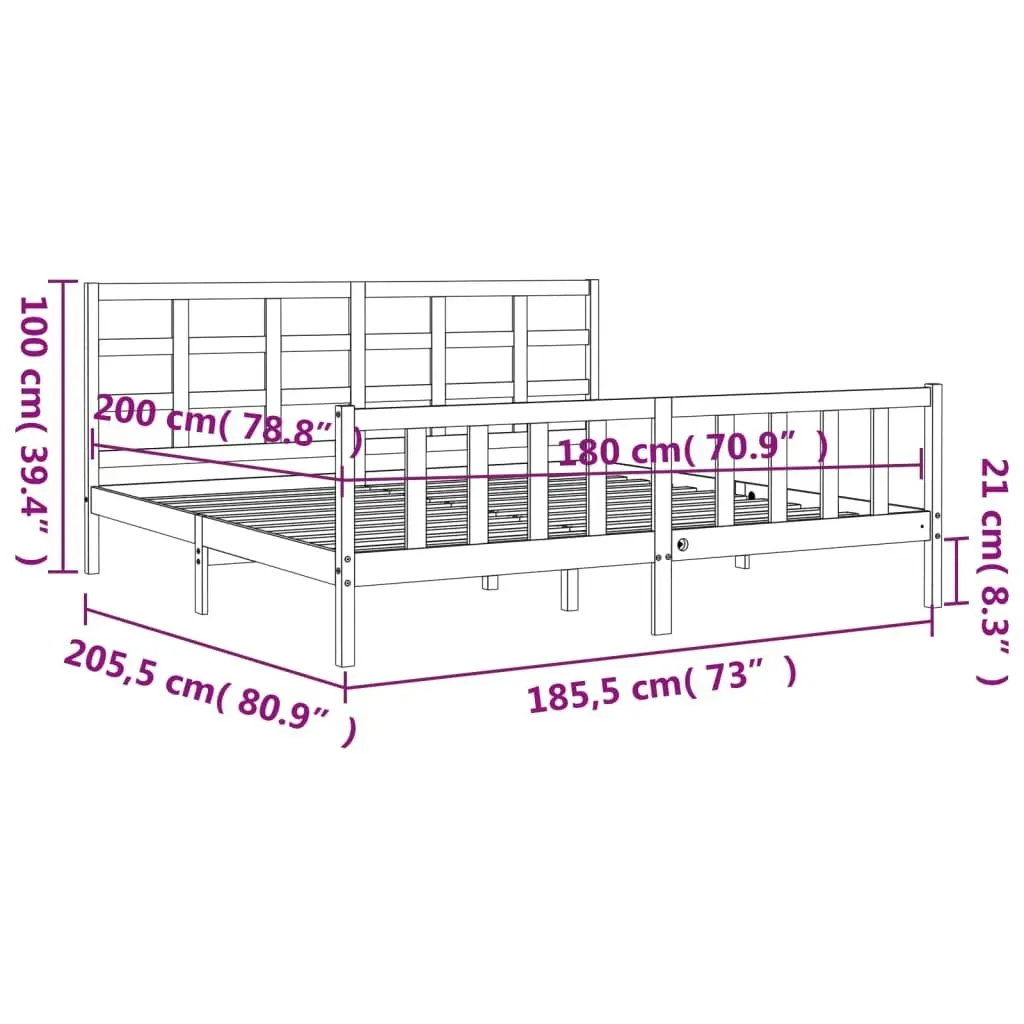 Bed Frame without Mattress 183x203 cm King Solid Wood Pine 3192116