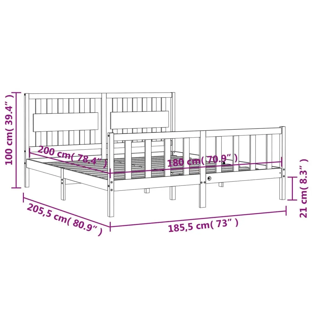 Bed Frame without Mattress 183x203 cm King Solid Wood Pine 3192441