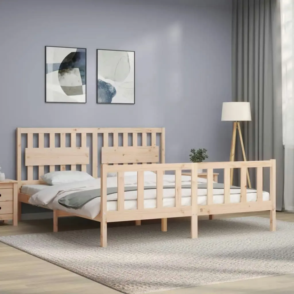 Bed Frame without Mattress 183x203 cm King Solid Wood Pine 3192441