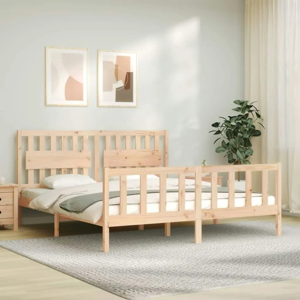 Bed Frame without Mattress 183x203 cm King Solid Wood Pine 3192441