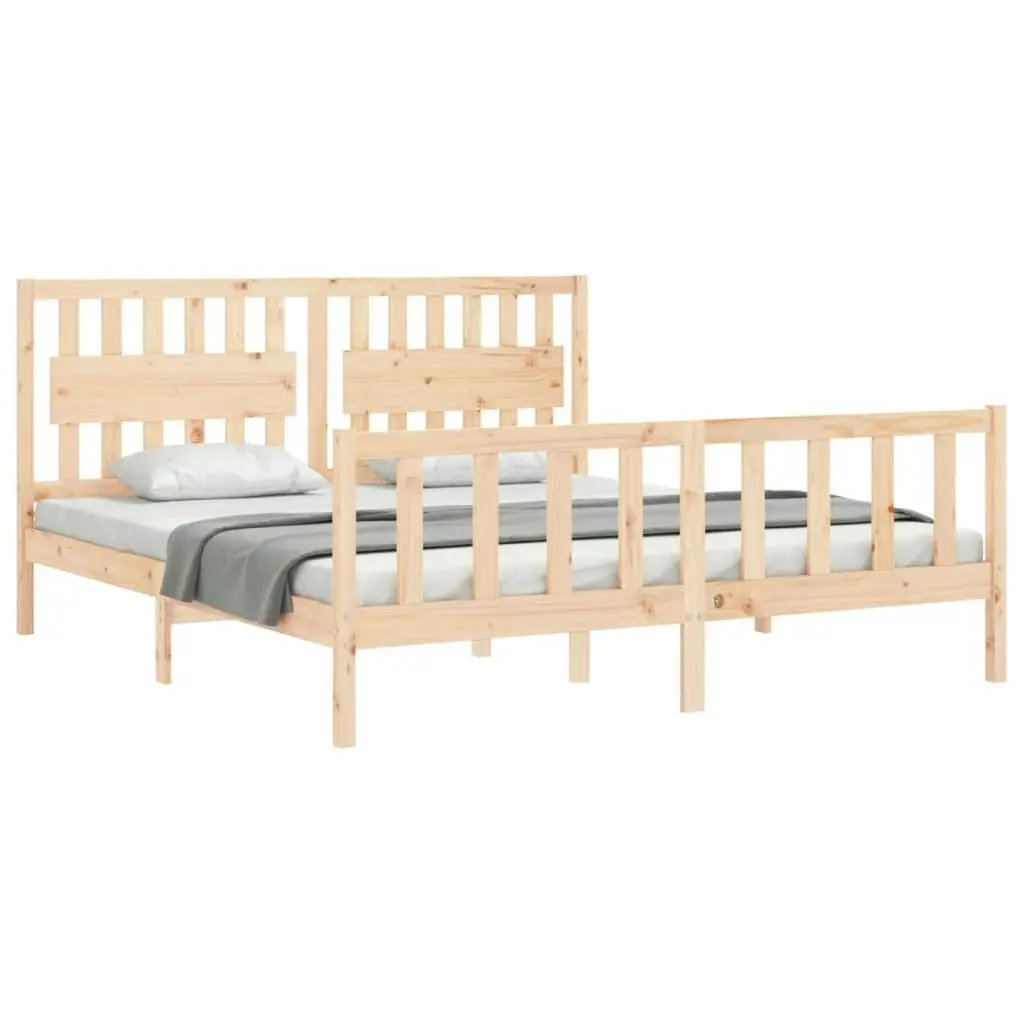 Bed Frame without Mattress 183x203 cm King Solid Wood Pine 3192441