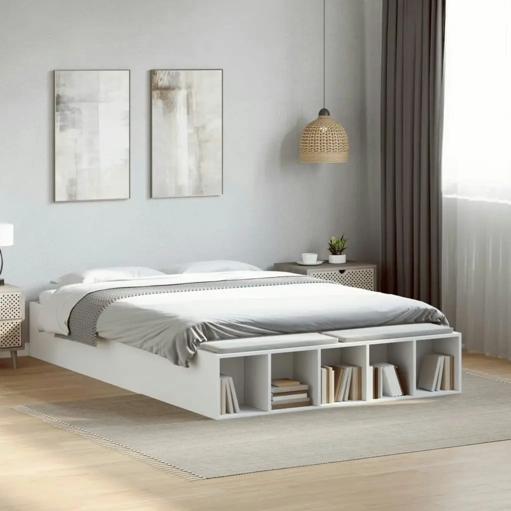 Bed Frame White 135x190 cm Engineered Wood 3280587