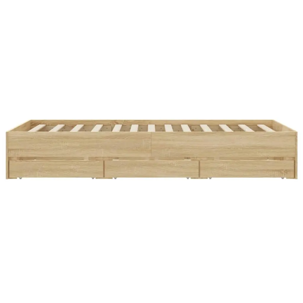 Bed Frame with Drawers Sonoma Oak 135x190 cm Engineered Wood 3207310