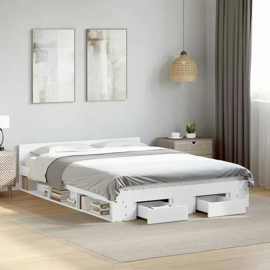 Bed Frame with Drawers without Mattress White 150x200 cm 3280741